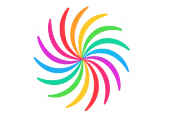 Colorful swirl rotating against a transparent background, generating a vibrant and dynamic visual with an energetic, festive feel