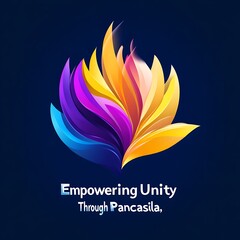 Vibrant abstract logo design with dynamic, flowing, colorful shapes, symbolizing unity and empowerment