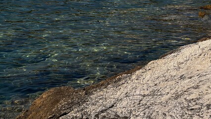 Clear Water and Waves Along Rocky Shoreline