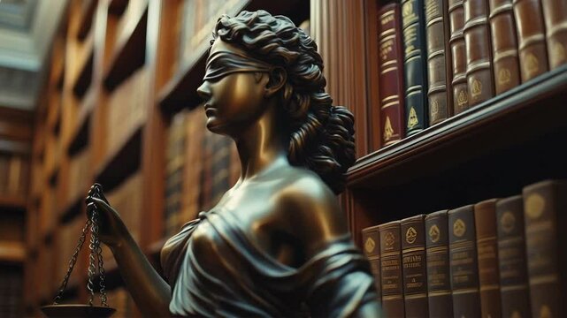 法律図書館に佇む正義の女神像