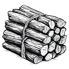 Bundle of Firewood Cartoon Vector Illustration