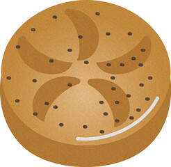 Kaiser roll Watercolor Style Illustration