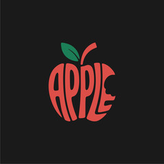 Stylized red apple illustration formed by the word 