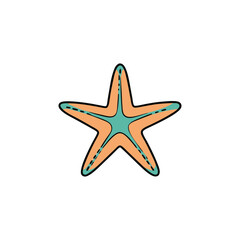 Obraz premium Vector art of a colorful starfish is isolated on white background