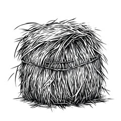Bundle of Hay Cartoon Vector and Illustration Black