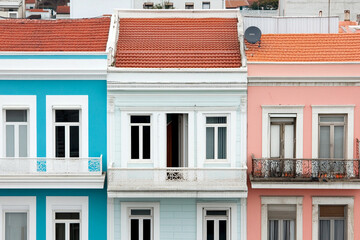 Obraz premium Colorful buildings create a vibrant atmosphere in a European town