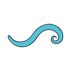Vector art of a blue wave curls, isolated on white background