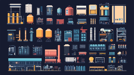 Industry Factory Set Icons Flat Vector Image