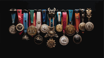 Assortment of Medals and Trophies Awards in Flat Vector Style