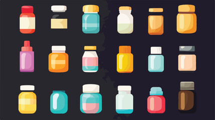 Medical Bottle Cream Care Icons Vector