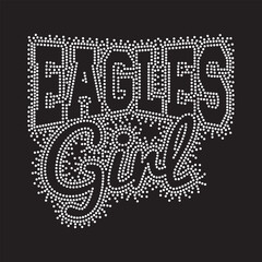 Eagles Girl Letter Rhinestone T shirt Design