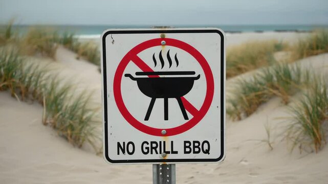 No barbecuing on the beach sign.