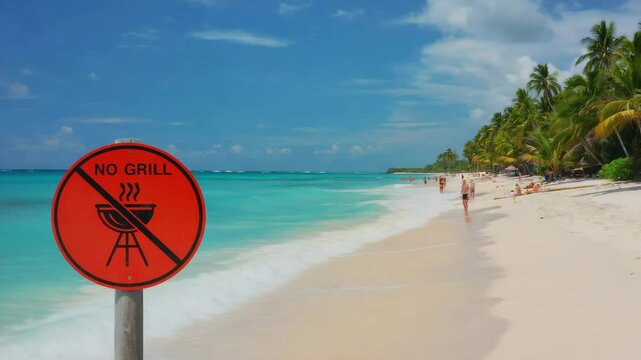 No barbecuing on the beach sign.