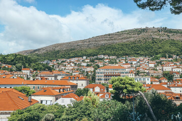 castle on the cliff kingslanding medieval old town croatian dalmatian coast on sunny day with blue...