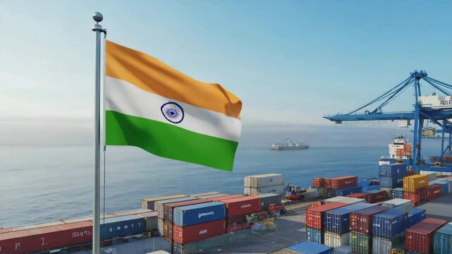 Indian flag in a port.