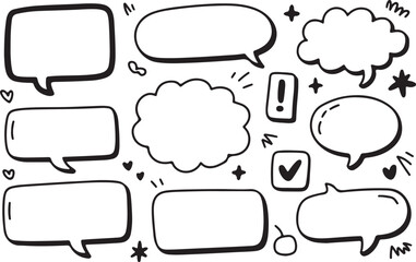 Fototapeta premium Hand Drawn Speech Bubbles and Conversation Icons