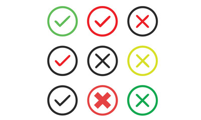 Colorful Circle Check Mark Symbols