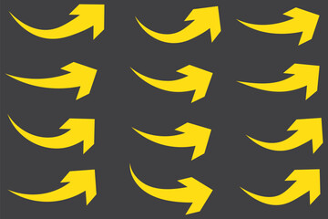  Curve arrow direction vector. Set of curve arrow icon vector. Curve arrow icon set. Curve arrow vector illustration. Curved or arch arrow.  Curve arrows  set on transparent background.