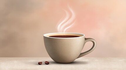 Obraz premium Steaming cup of coffee, a perfect morning brew to start your day