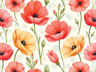 seamless background with poppies