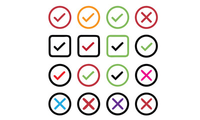 Colorful Circle Check Mark Symbols