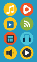 Media Player Control Icons Play Pause Stop Volume and More