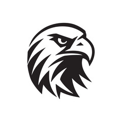 Obraz premium A graphic illustration of an eagle head in black and white with sharp features