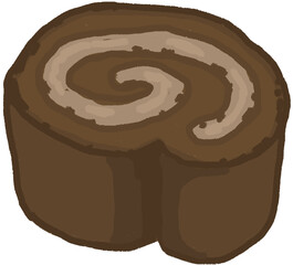 Cute Chocolate Roll Cake Illustration – Hand-drawn Dessert Clipart