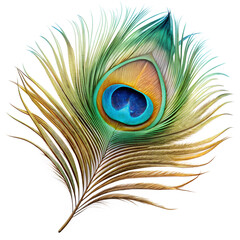Peacock feather on transparent background