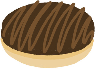 Cute Chocolate Glazed Donut Illustration – Hand-drawn Sweet Pastry Clipart