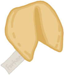 Cute Fortune Cookie Illustration – Hand-drawn Fortune Slip Biscuit Clipart