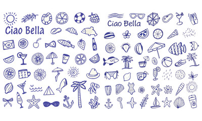 Summer Party geometric poster with simple geometry shapes and figures .