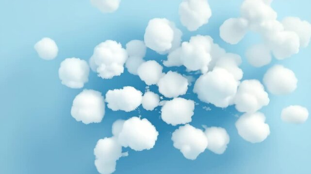 A fluffy white thought bubble against a light blue background. The bubble has a rounded shape with a tail, resembling a cloud. Ideal for concepts of ideas or imagination.