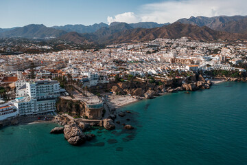 Nerja: White Village Charm on the Mediterranean Coast

An aerial panorama of Nerja, a picturesque...
