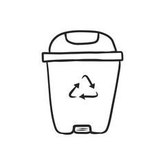 Hand-Drawn Recycling Bin with Recycle Symbol, Promoting Environmental Responsibility and Waste Sorting