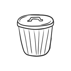 Hand-Drawn Trash Can or Waste Bin with Lid, Ideal for General Waste Disposal and Cleanup