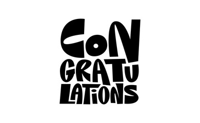Congratulations banner lettering design. Fun and joyful typographic message.