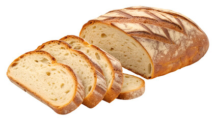 Fresh baked bread loaf sliced sourdough bread bakery artisan bread homemade bread crusty bread delicious 100 isolated on transparent white background png