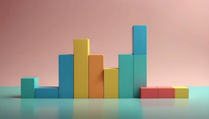 a vibrant 3D bar graph made of colorful blocks