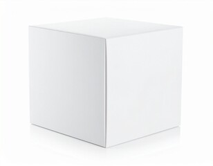 Plain white cube box with minimal design isolated on white 
