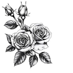 Elegant grayscale rose illustration