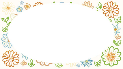 Obraz premium Photo frame with a circle in the center with a floral background for decorating photos.