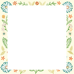 Fototapeta premium Photo frame with a square in the center and a floral background for decorating photos.