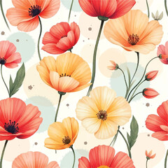seamless background with poppies