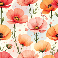 seamless background with poppies