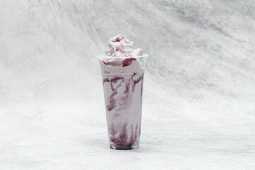 A brightly colored sweet drink made from fruit syrup. Blended with ice