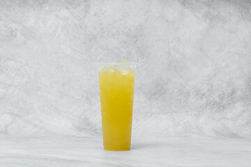 A brightly colored sweet drink made from fruit syrup. Blended with ice
