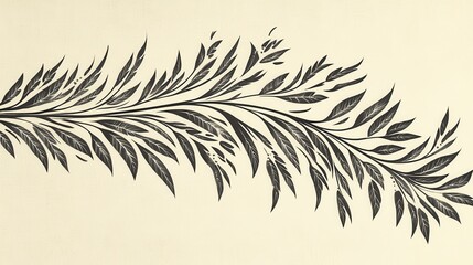 Naklejka premium Ornate, flowing foliage design on a light beige background.