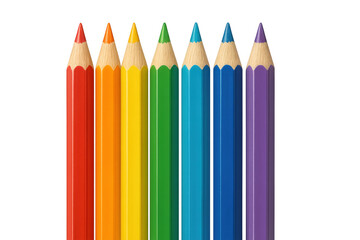 Vibrant rainbow-colored pencils standing upright on clear surface, showcasing artistic potential for graphic design