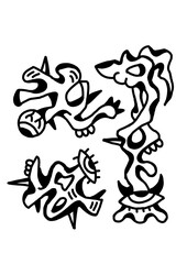 Abstract line art composition with diverse, surreal, and modern shapes